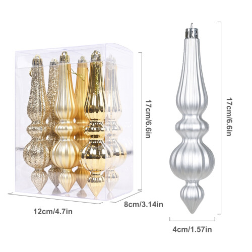 Red Cone-Shaped Christmas Ornaments 6.6in 6 pcs 1