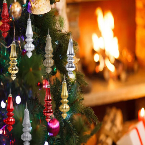Christmas Ball Ornaments Red Gold Silver 6PCS 2