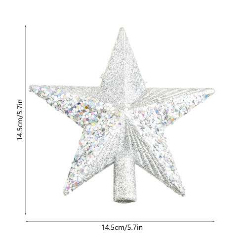 Christmas Tree Topper Star, Small Gold Red Sequins Design, Five-Pointed Tree Top Accessory Decor 2