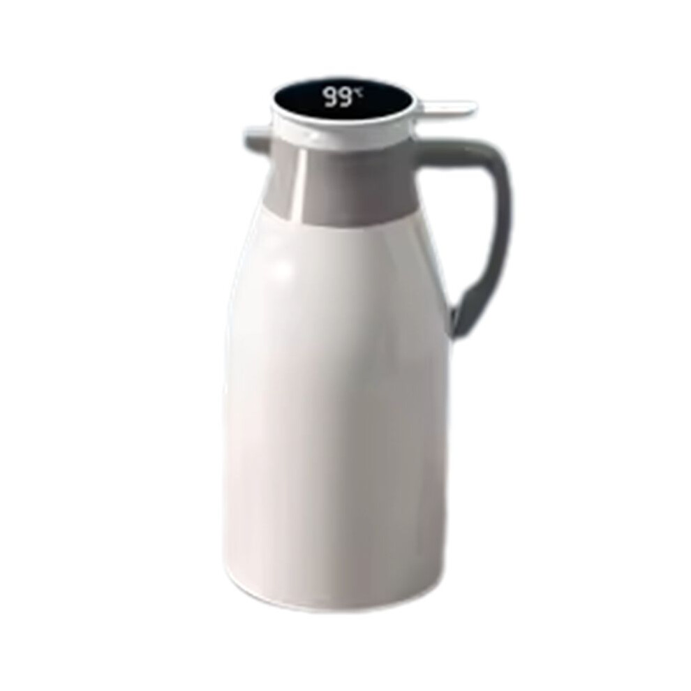 Tauoh Thermal Kettle Household Digital Display Coffee, Glass Liner Vacuum Flasks Large Capacity Water Bottle White 2L