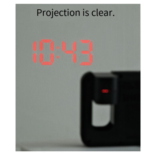 180 Rotating Projection LCD Alarm Clock Black and White Options Versatile Projection Features Alarm Settings White 1