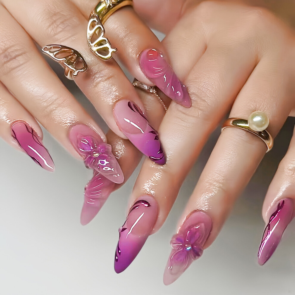Dachuang Beauty 3D Mauve Smudging Fake Nails, Salon Supply