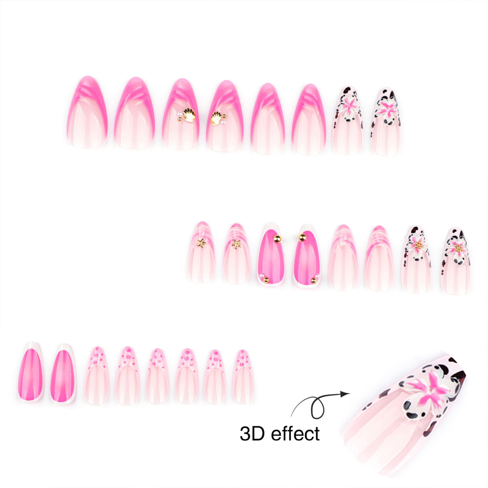 Reach-Tools Glossy Pink Press-On Nails With French Tip
