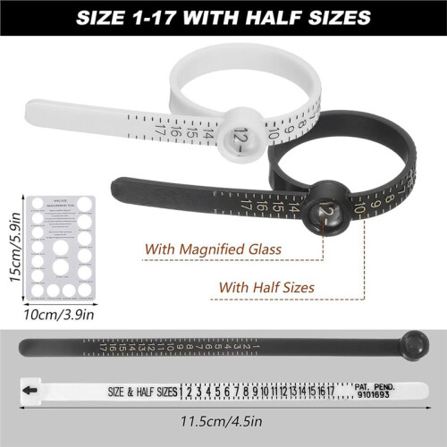 Ring Sizer Measuring Tool Kit, 7 Pack Measuring Ring Tool, USRing Size 0-13 with Half Size, Rings Mandrel Measurer 2
