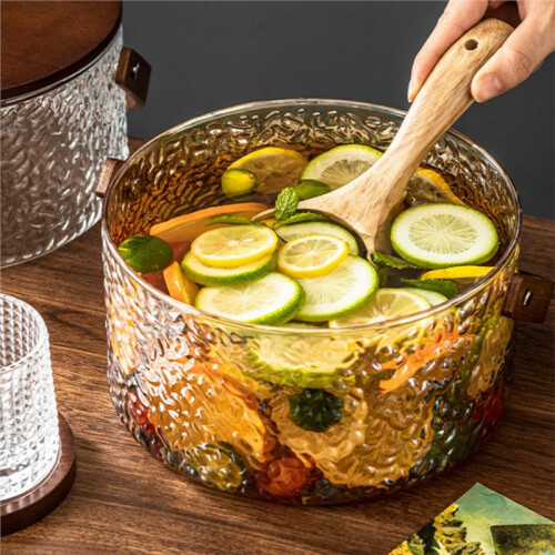 Glass Ice Fruit Bucket Handheld Fruit Circular Ice Bucket Fruit Basin, Tea Bucket Container 2