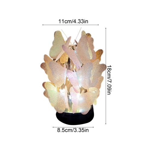 Veilleuse Saint-Valentin avec papillons et rose LED 2