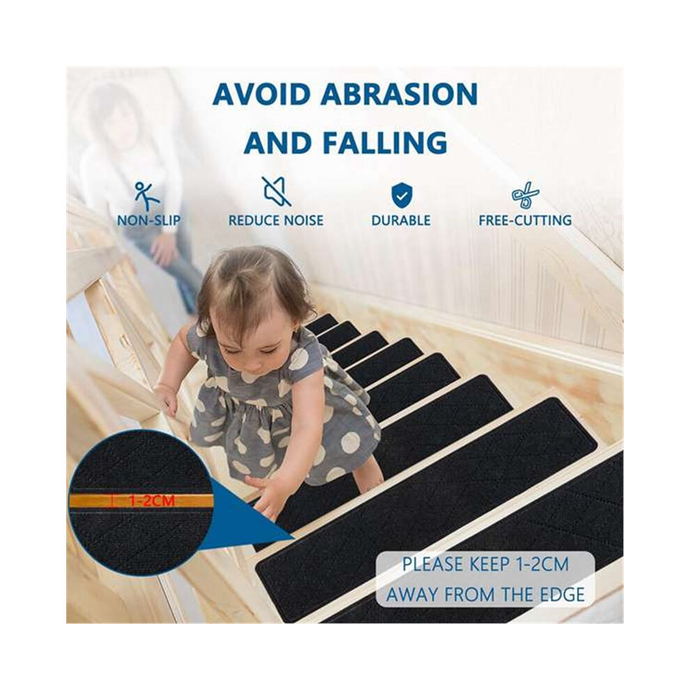15Pcs Stair Treads For Wooden Steps Indoor, Non Slip Carpet Stair Treads For Kids Elders And Dogs,Polyester A 6033870823602
