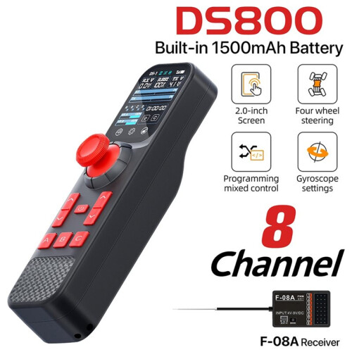 Trasmettitore DS800 8CH Telecomando Touch Screen con Ricevitore F-08A per Auto RC e Barche 1