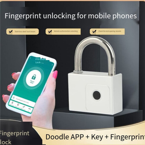 Tuya  Padlock Fingerprint Waterproof USB Charging Quick Identification Unlock Sensor High Quality with 2 Spare Keys 2
