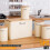 Cream Bread Bin & Tea Coffee 5Pcs Canister Set 6