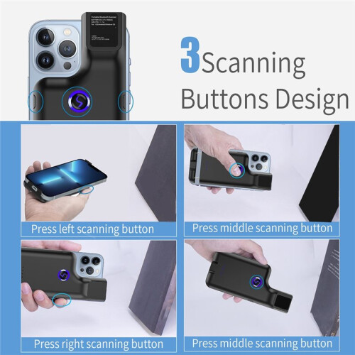 Leitor de Código de Barras 2D Portátil Sem Fio, com Clipe para Celular, Compatível com Smartphones Via 2.4G + .