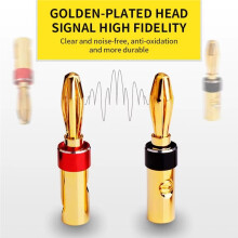 4 Neue Bananenstecker Aus 24-Karätigem Kupfer, Vergoldet, Lautsprecherstecker, 4,5-mm-Bananenbuchse Passend zu 4,5-mm-Anschlusskabel