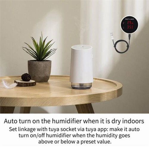Sensor de Temperatura e Umidade Tuya Zigbee com Tela de LED para Fermentação de Mudas e Animais - Plugue UE 2