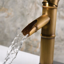 Badkamerkraan Messing Wastafelkraan Luxe Kraan Hoge Bamboe Kraan Warm Koud Water met Twee Pijpen Keuken Buiten Tuin WC Kranen