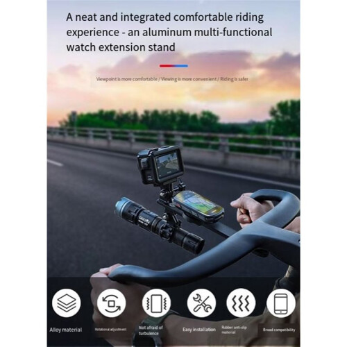 Single-Arm Extension Bracket for Metal Cyclocomputer Mounts Compatible with Road Bikes and Mountain Bikes 2