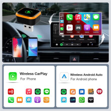 2in1 Wireless Carplay Adapter Android AUTO AI Box WiFi & Bluetooth5.0+Voice Control Wired to Wireless Carplay