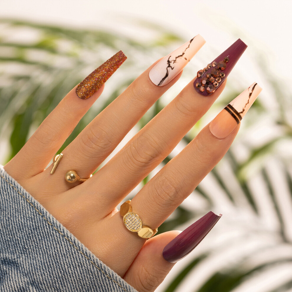 Roc-Electron Shiny Gold Ballerina Nails For Beginners