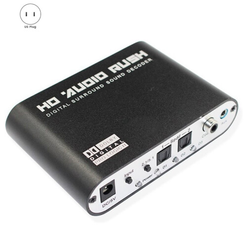 5.1 Channel HD Audio Decoder SPDIF Coaxial to 6RCA DTS AC3 Optical Digital Amplifier Analog DAC Adapter US Plug 1