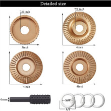 Ensemble de 4 Disques à Sculpter le Bois + Ensemble de 5 Fraises Rotatives, pour Meuleuse D'Angle de 4 ou 4 1/2 Pouces avec Arbre de 7/8 Pouce