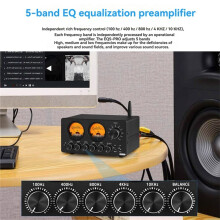 EQ5 PRO 5-Band EQ Preamp Stereo Equalizer Home Desk Audio Processor with VU Meter