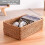 Handmade Rectangle Wicker Fruit Box Rattan Tray Magazine Organizer and Small Objects Container Serving Basket (Large) 2