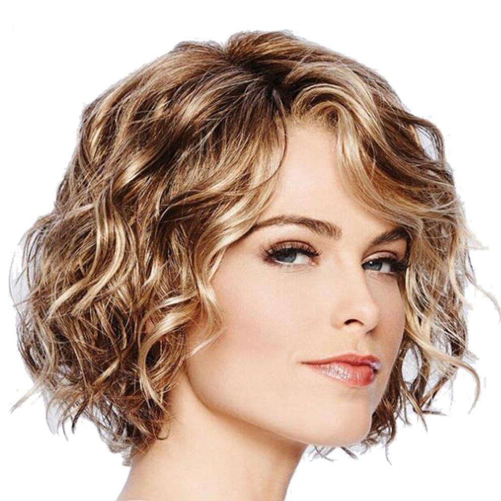 Hue-Grain Women\'S Stylish Curly Synthetic Wig With Bangs