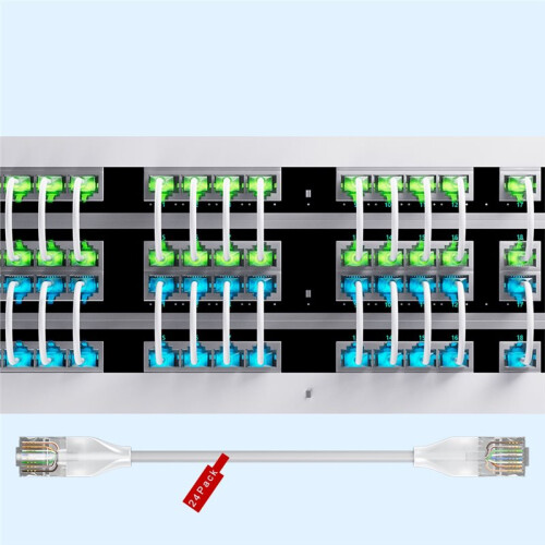 24 Pack Ethernet Lighting Patch Cable Flexiable Slim Cat6a 10G POE LAN Cable for  Ps5 Router  Computer 1M 2