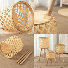 Vaso per Fiori In Rattan Boho Intrecciato A Mano, Moderno di Metà Secolo, per La Decorazione e L'Esposizione Della Casa, Contenitore per Fioriera