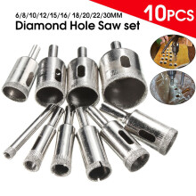 10Pcs Diamond Hole Saw for Tile, Glass, Marble (6-30mm)