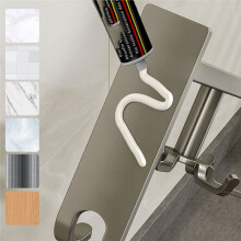 Kitchen Rotary Hook Wall Mounted Rack for Tool Aluminum Alloy Storage Hanger 10 Pegs No-Hole Punching