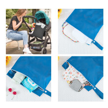 (Dark blue black) 2pcs Waterproof Baby Diaper Wet Bags for Travel