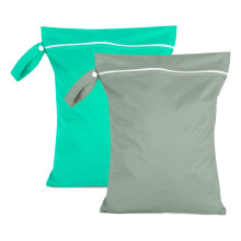 (Green Fresh green) 2pcs Waterproof Baby Diaper Wet Bags for Travel