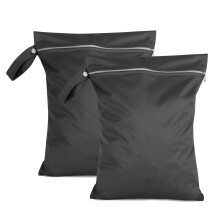 (Black+black) 2pcs Waterproof Baby Diaper Wet Bags for Travel