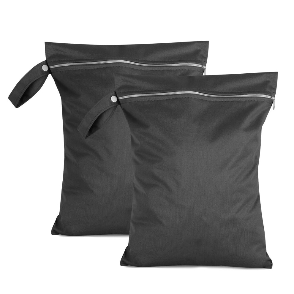 Creation-3C (Black+Black) 2Pcs Waterproof Baby Diaper Wet Bags