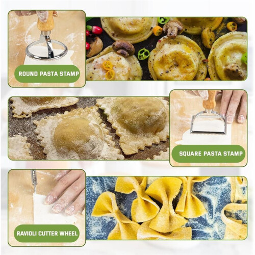 Pasta Making Tools, Wooden Pasta Making Kit with Threaded Rolling Pins, Long Rolling Pin,Rotatable Pasta Drying Rack 2