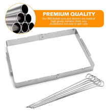 Support à Brochettes pour Barbecue en Acier Inoxydable, Pliable et Rotatif, avec 6 Brochettes pour Chiche-Kebab