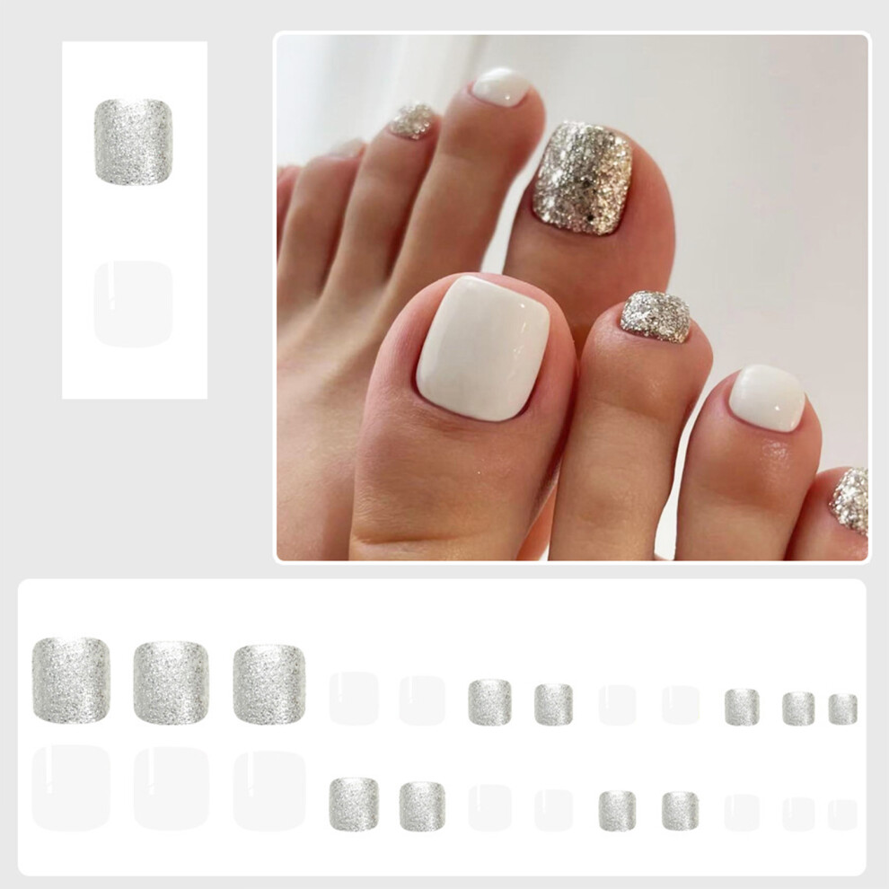 Dachuang Beauty White Square False Toenails For Stage Wear
