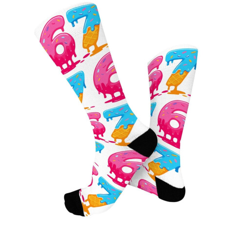 Six Seven67Socks6 7Meme Γραφικές Χριστουγεννιάτικες Κάλτσες Crew Κάλτσες Αστεία Δώρα για 1