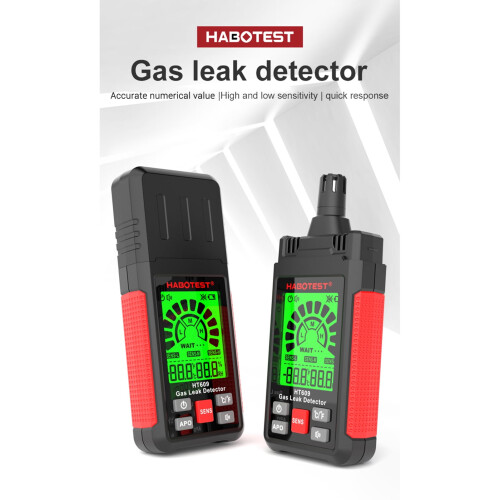 Ανιχνευτής διαρροής αερίου HT609 με οθόνη LCD, ηχητικό/οπτικό συναγερμό, 2