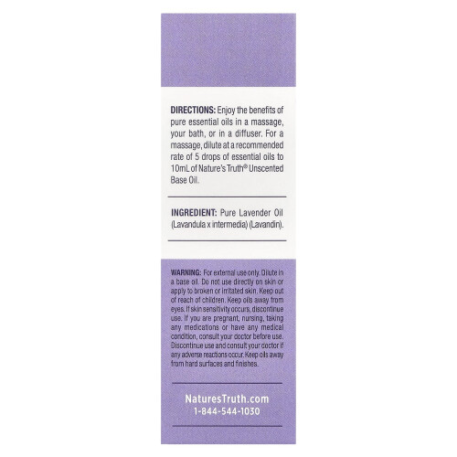 Nature's Truth, Πουρ Essential Oil, Ανανεώτρια Λάβαντερ, 0.51 fl oz (15 ml) 2