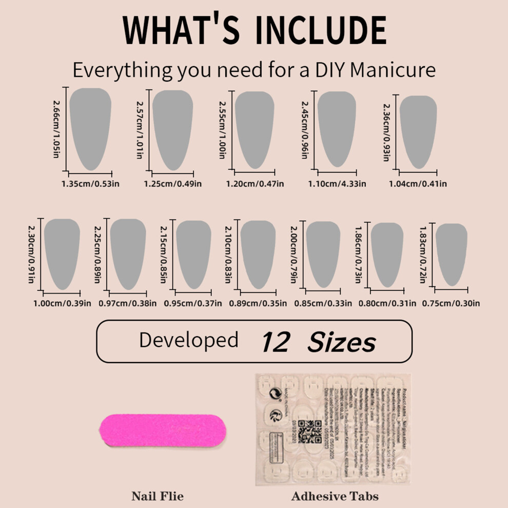 Penghui-Toys Pink Fake Almond Nails - Lightweight & Easy Stick