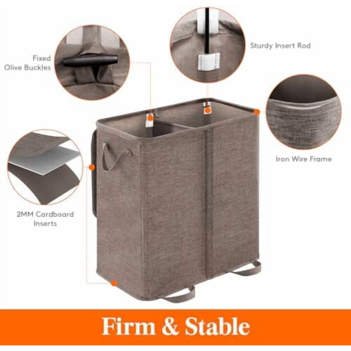 Laundry Hamper with Lid & 3 Removable Bags, 185L 1