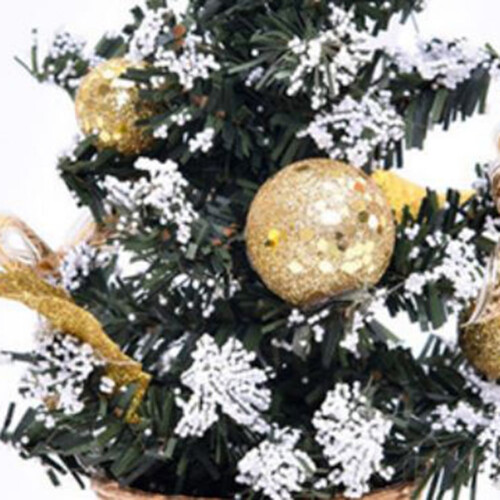Mini Artificial Christmas Trees Set 2 pcs 20cm Red and Gold 1