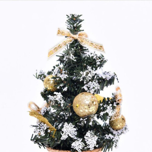 Mini Artificial Christmas Trees Set 2 pcs 20cm Red and Gold 2