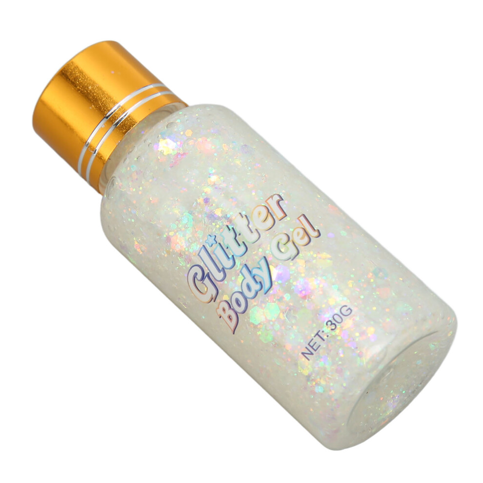 White 30G Holographic Liquid Body Glitter Gel For Festival Face Makeup Sequin Pearl