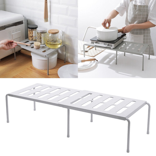 Expandable Stackable Kitchen Cabinet Shelf Organizer – Space-Saving Cupboard, Plate, Dish, Pantry & Bathroom Shelf Organizer, Foldable, Compatible 1