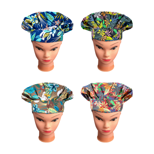 " 4 Pack Bouffant Caps,Working Hats with Sweatband and Elastic String and Toggle Adjustment,One Size Fit All" 1