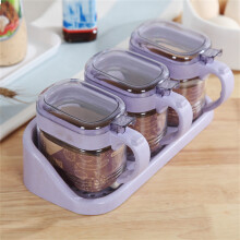 (3 pcs set Nordic purple) Wall-Mounted Glass Condiment Set w/ Lids