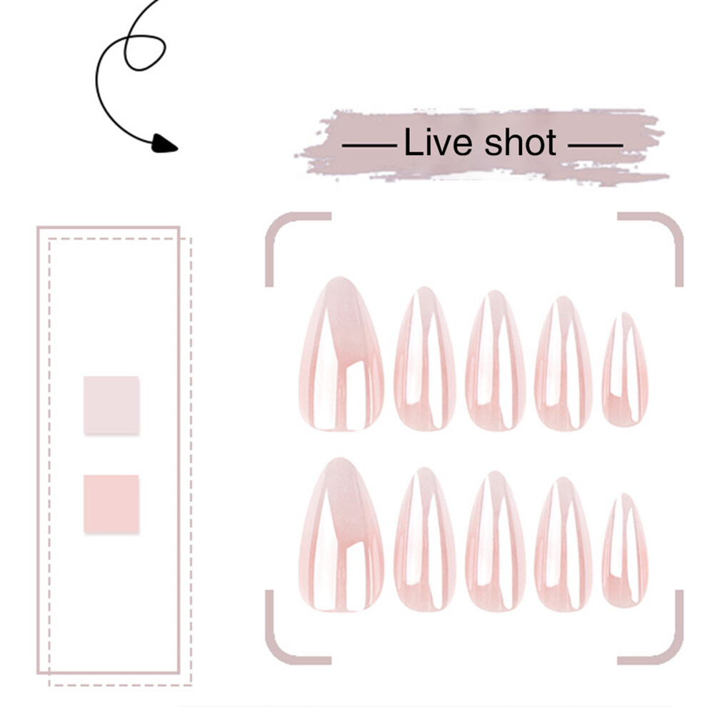 Roc-Electron Pink/White Gradient Press On Nails For Women