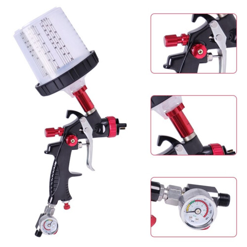 Professional HVLP Gravity Feed Spray Gun 1.3mm Nozzle with 600ML Disposable Paint Cup 1